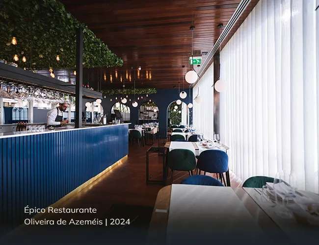 interior do Épico Restaurante em Oliveira de Azeméis com instalação de equipamentos de restauração profissional